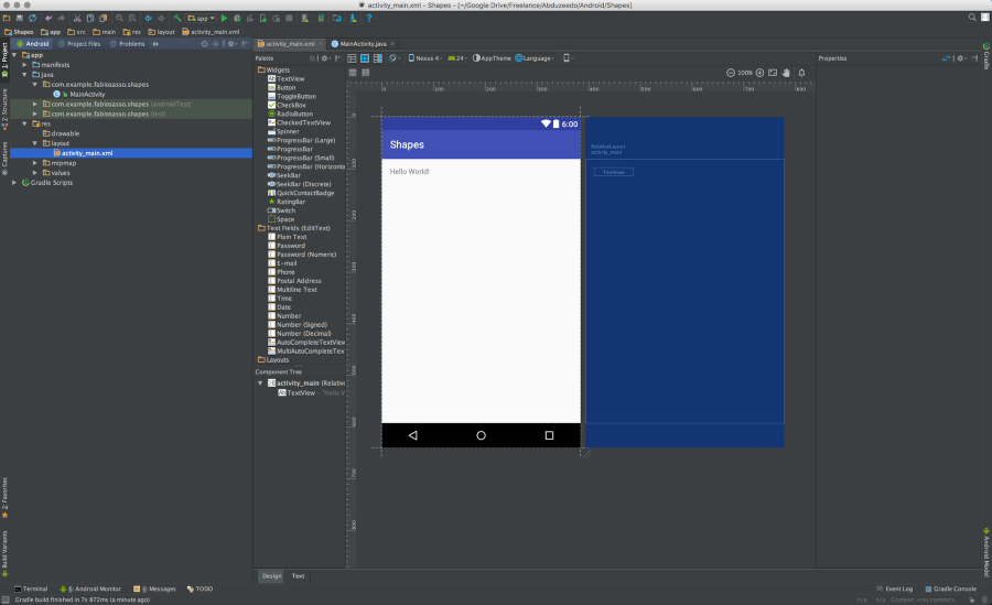 Android Native Prototyping - Shapes and Click Event