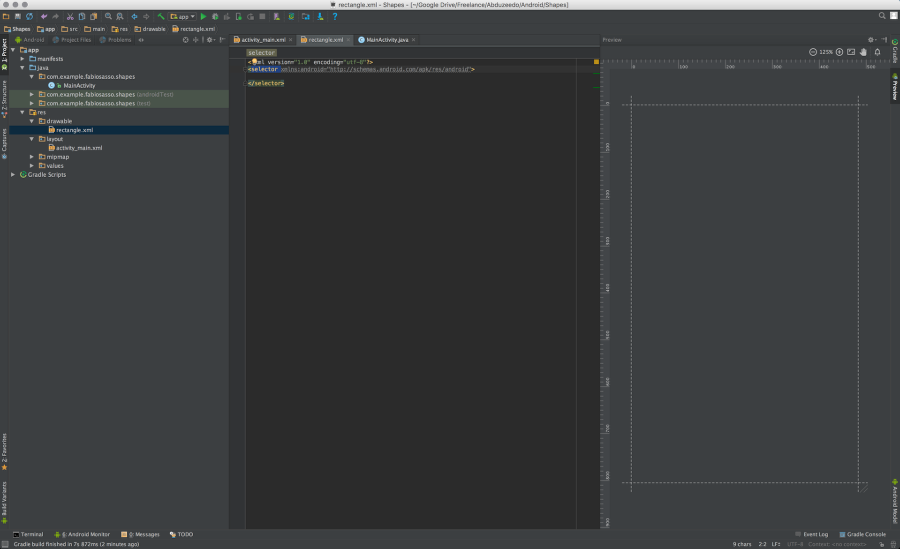 Android Native Prototyping - Shapes and Click Event