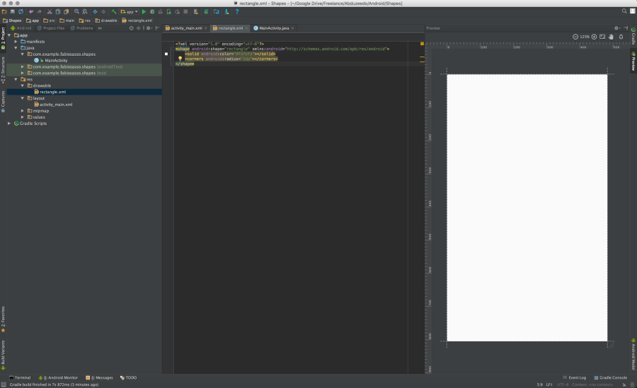 Android Native Prototyping - Shapes and Click Event