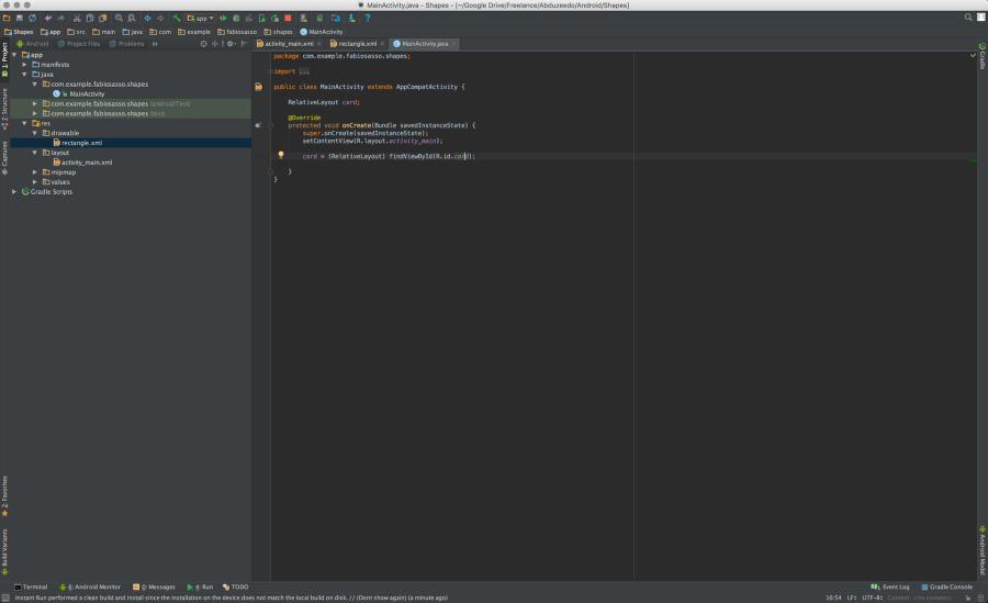 Android Native Prototyping - Shapes and Click Event