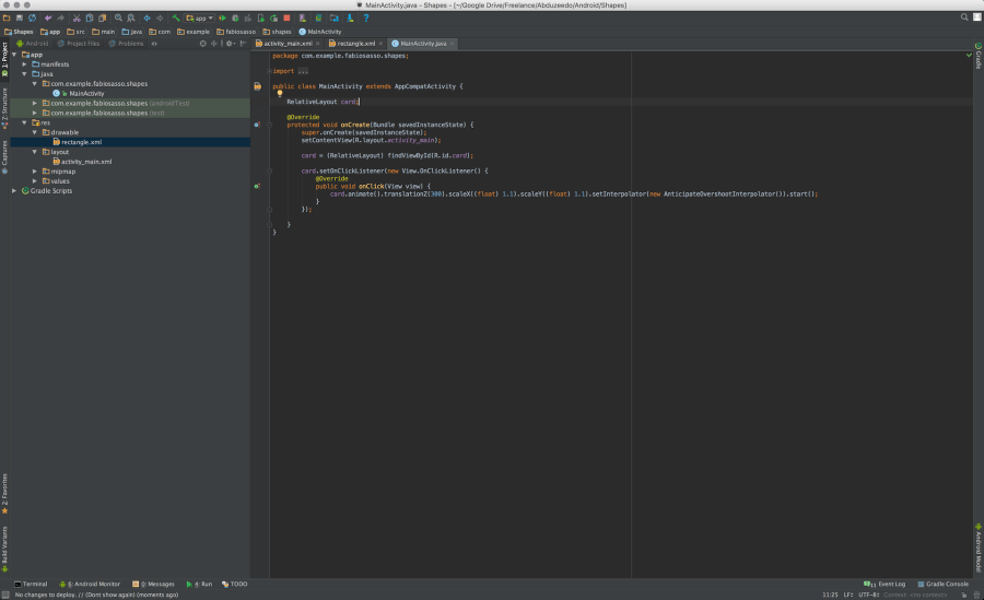 Android Native Prototyping - Shapes and Click Event