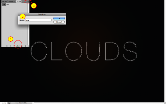 Image of a step from the Photoshop Quick Tips #6: Cloudy Text