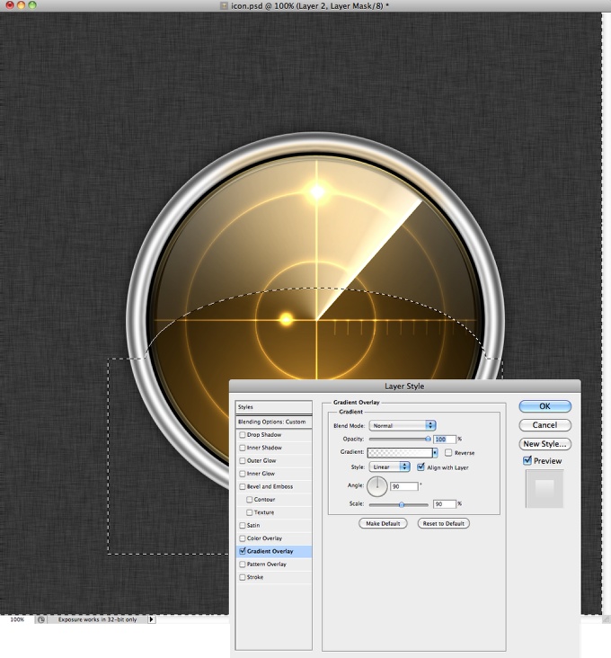 Radar Icon in Photoshop