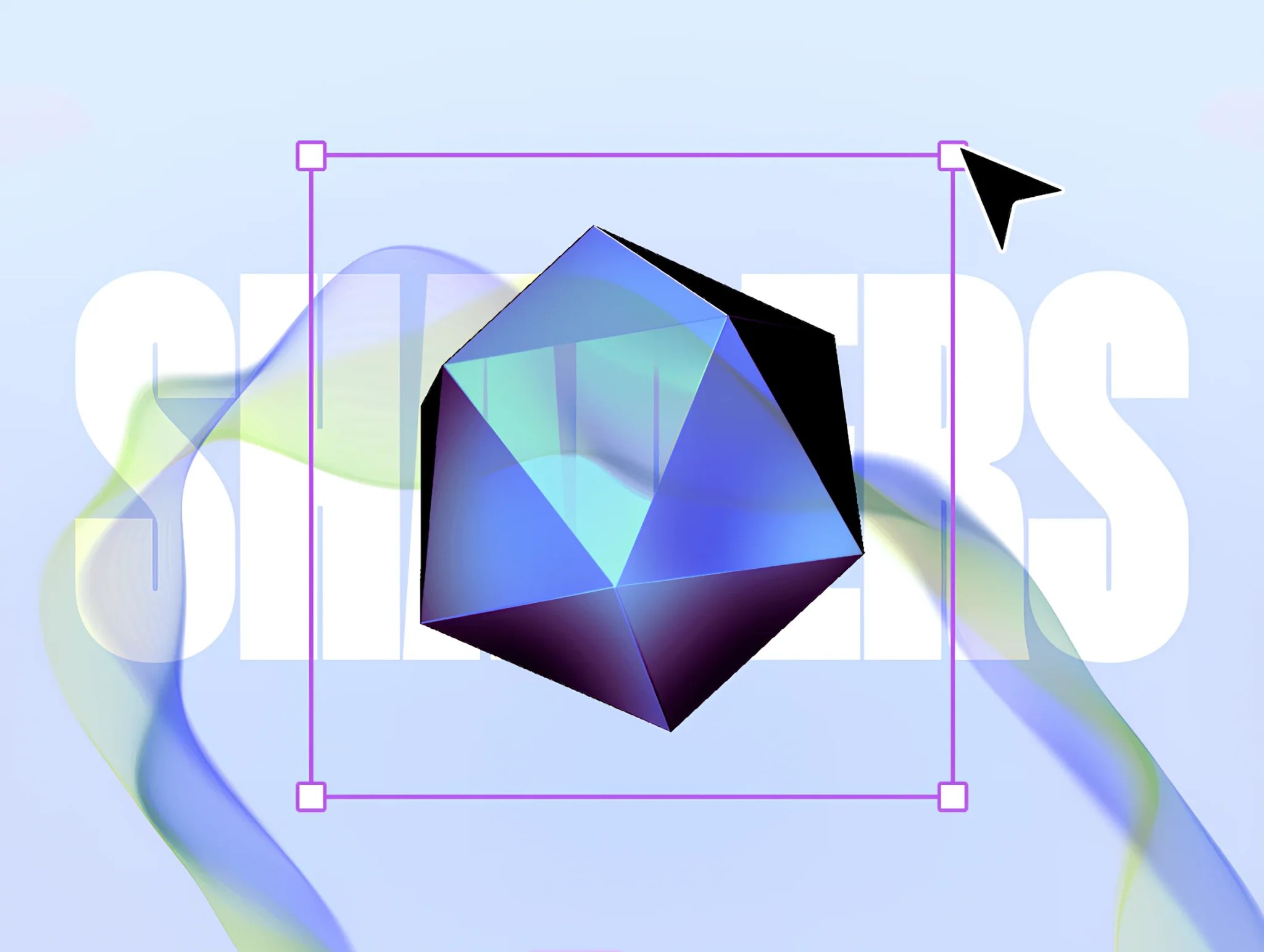Unicorn Studio WebGL design tool — shader hand effect with Nebula overlay and Blob Tracking