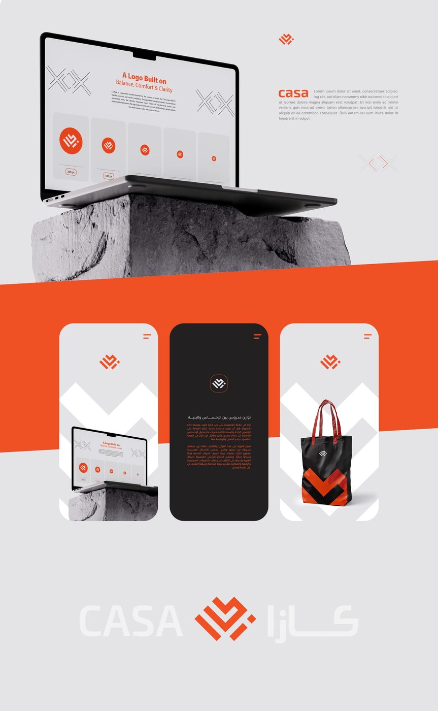 Laptop and mobile mockup displays of a conceptual brand identity design