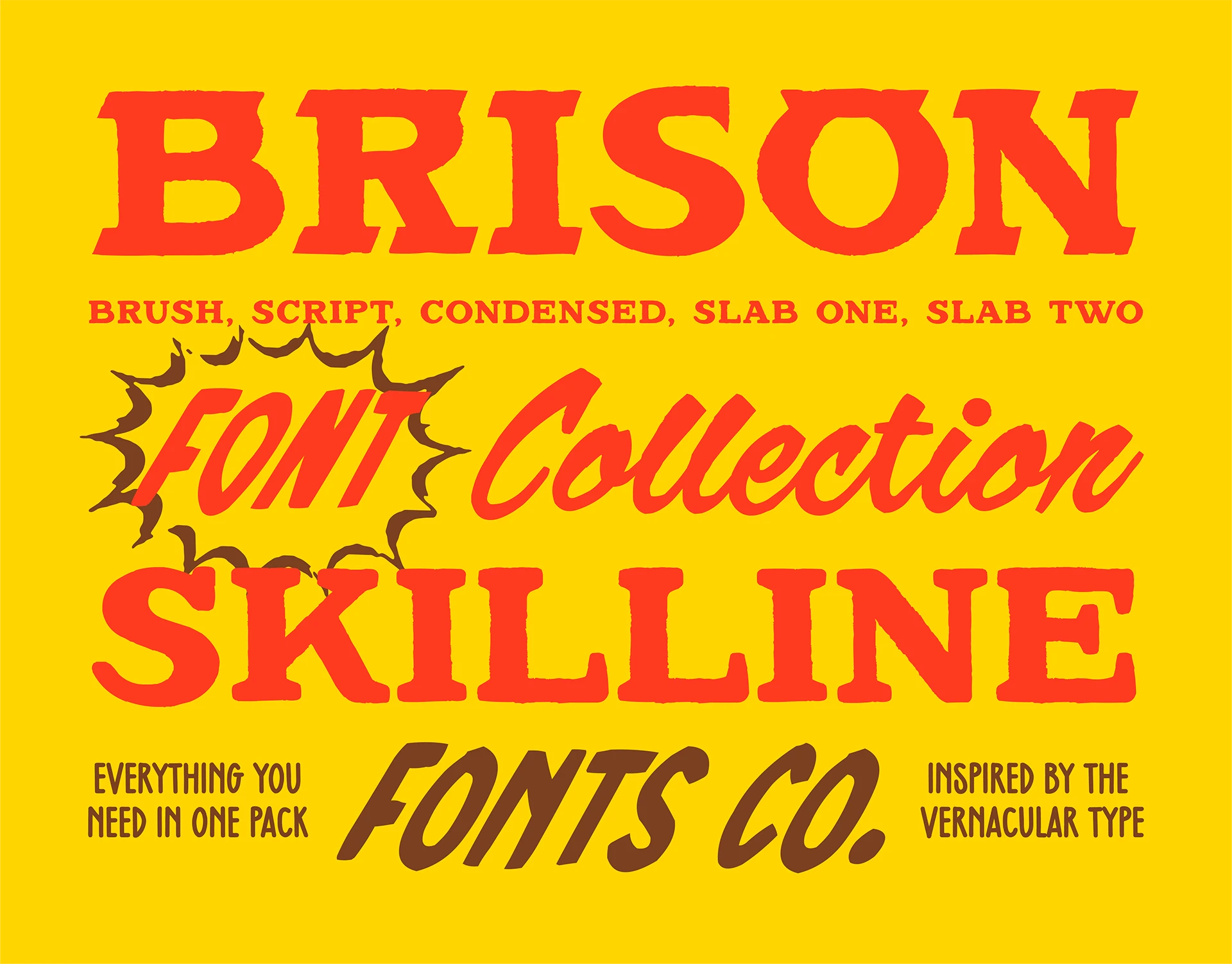 BBQ branding and hot sauce label mockup using Brison condensed western type — retro western typeface