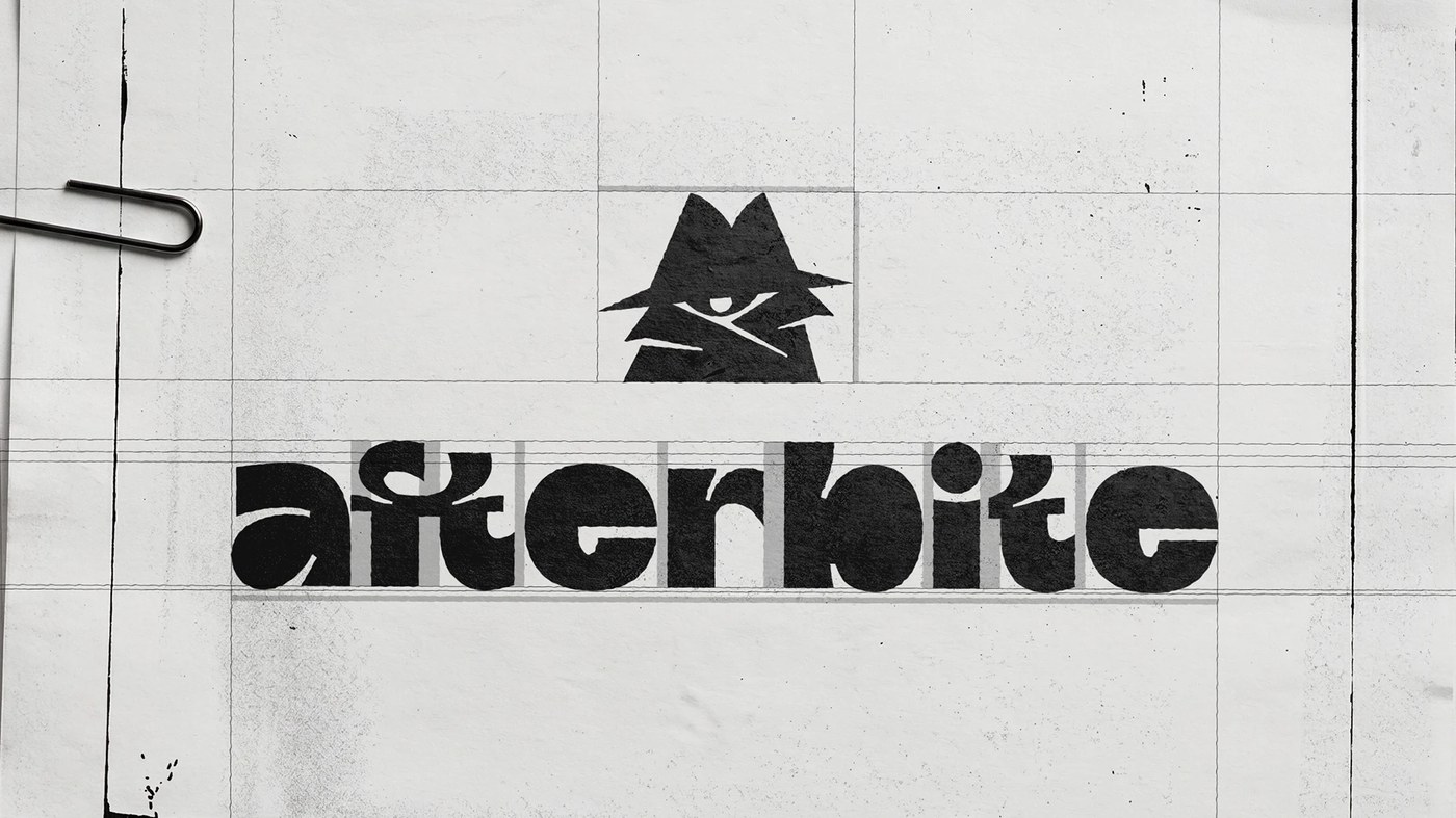 Detailed drawing of the brand character from the AFTERBITE burger identity