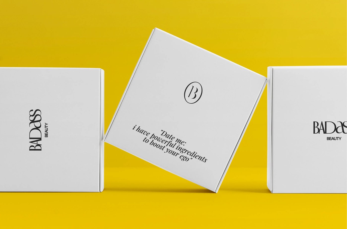Badass Beauty skincare brand identity packaging design stationery and print