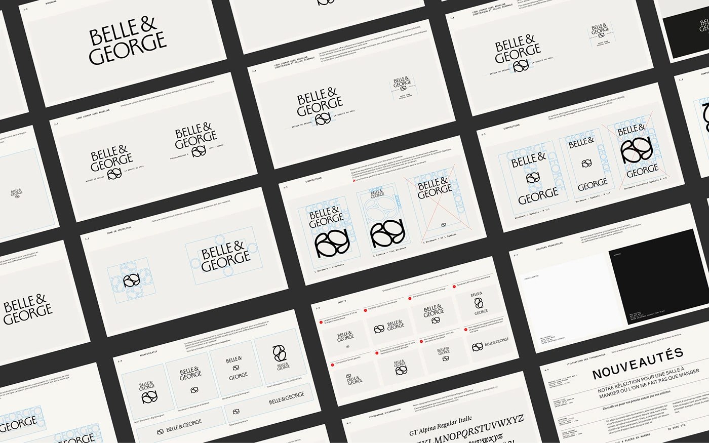 brand identity design Belle George Abmo Paris collateral system