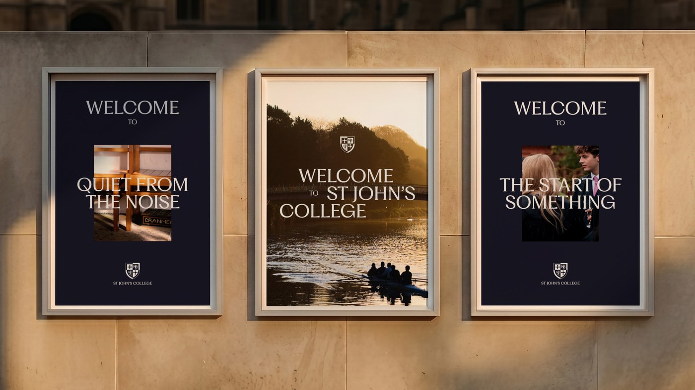 Durham University St John's College identity advertising by Kit Studio
