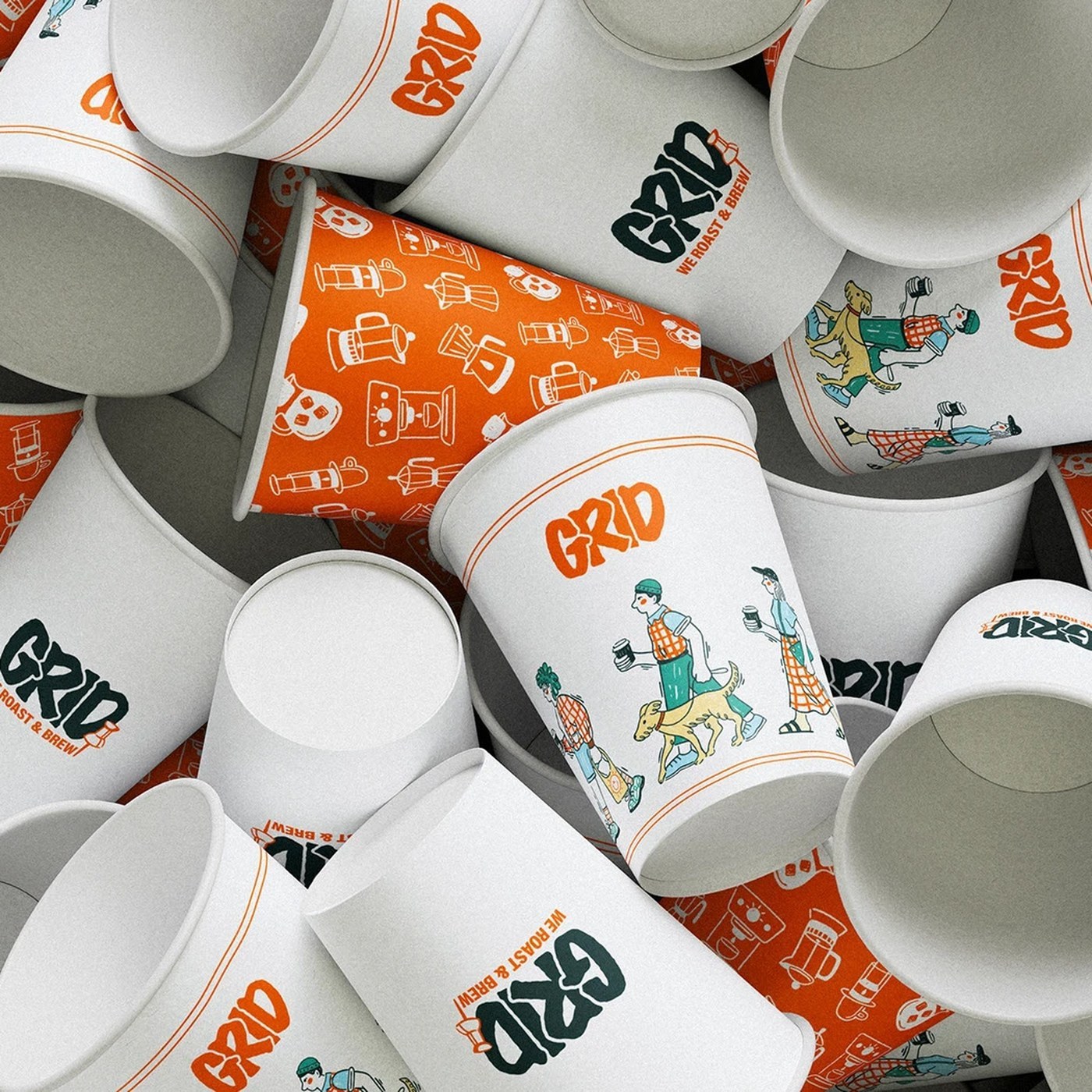 GRID coffee shop visual identity by Elizaveta Kharchenko