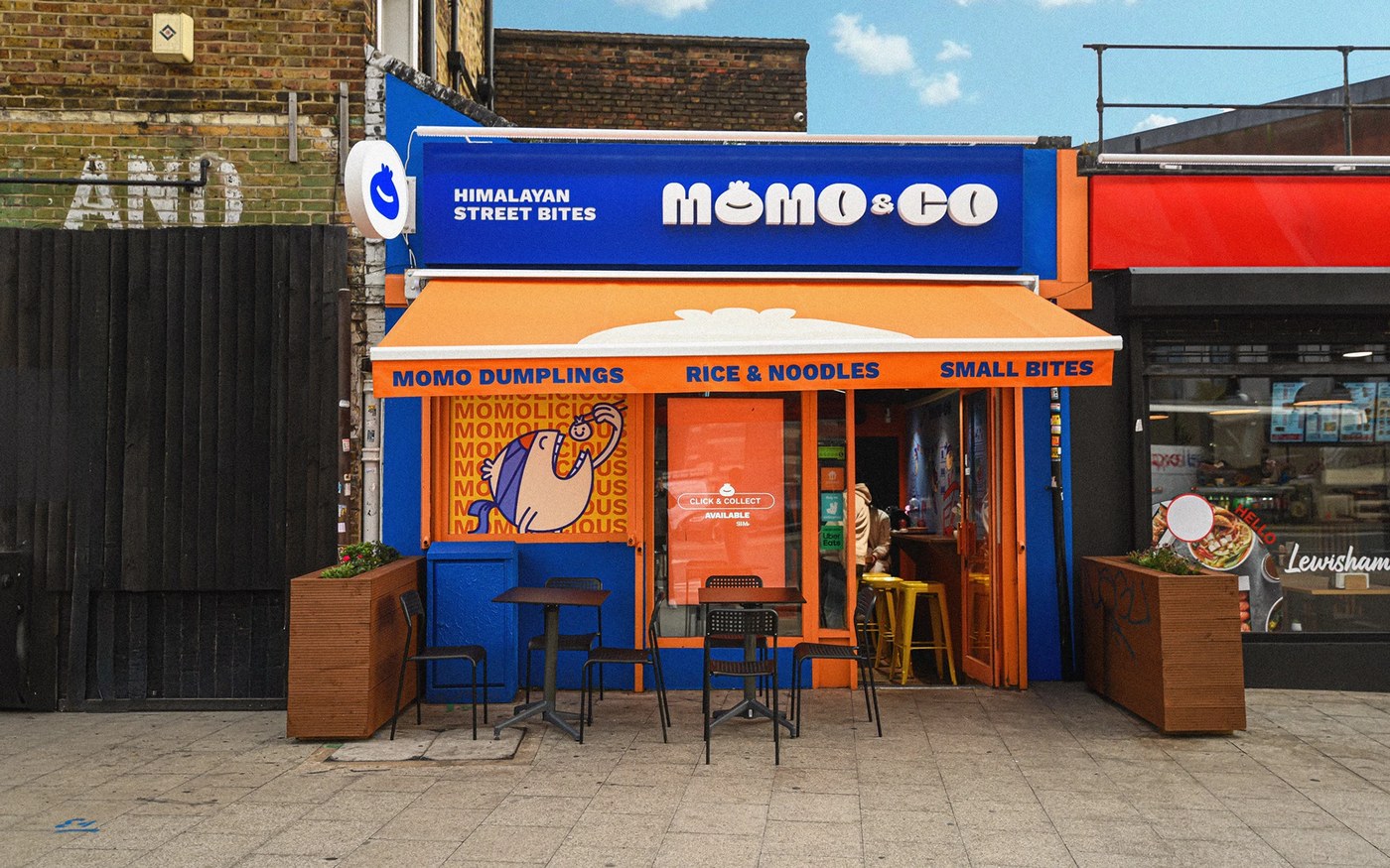Momo & Co restaurant brand identity mascot Moji by Brandtown Studio