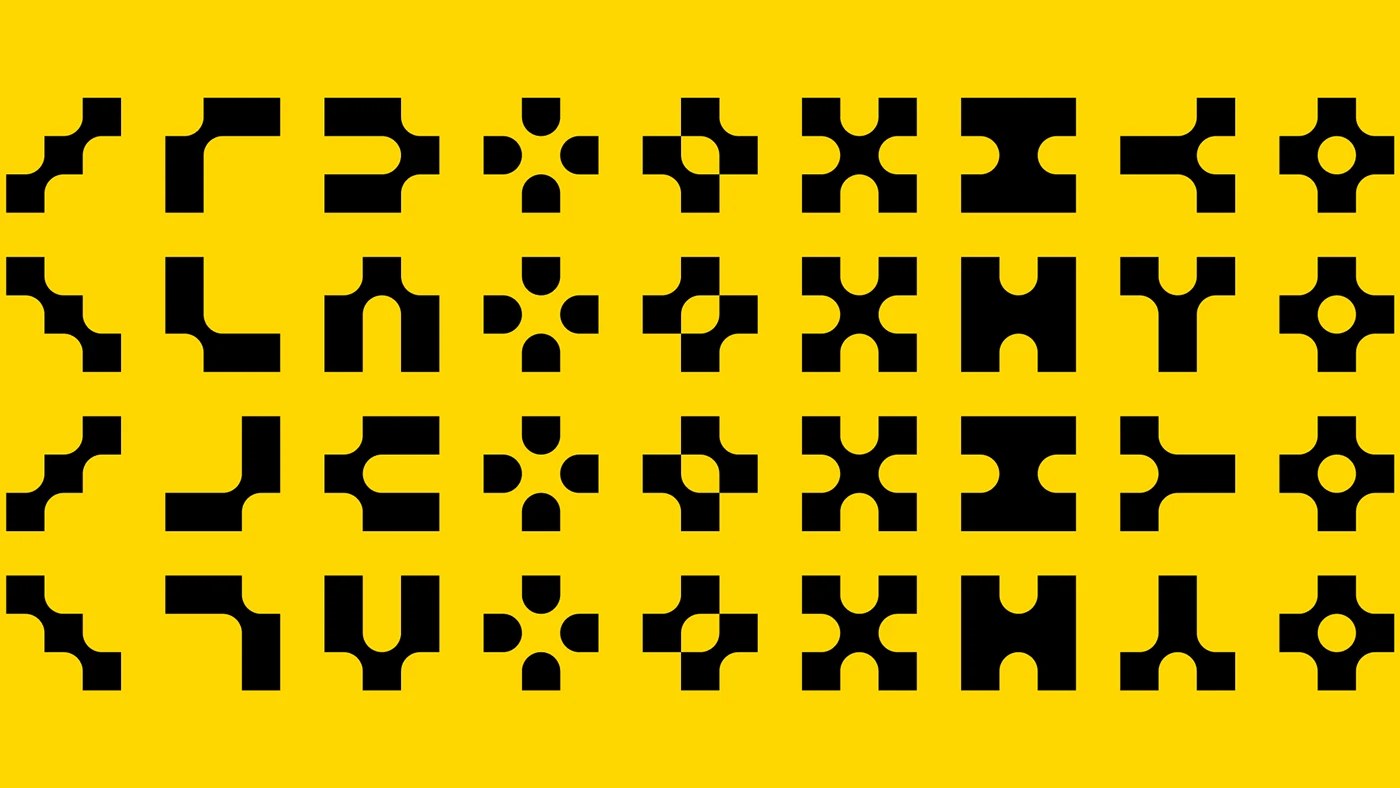 Budapest cultural center brand identity ochre accent pattern detail