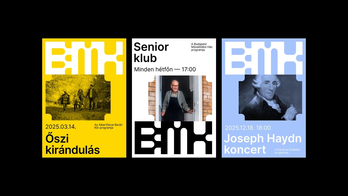 Budapest cultural center brand identity digital application BMK system