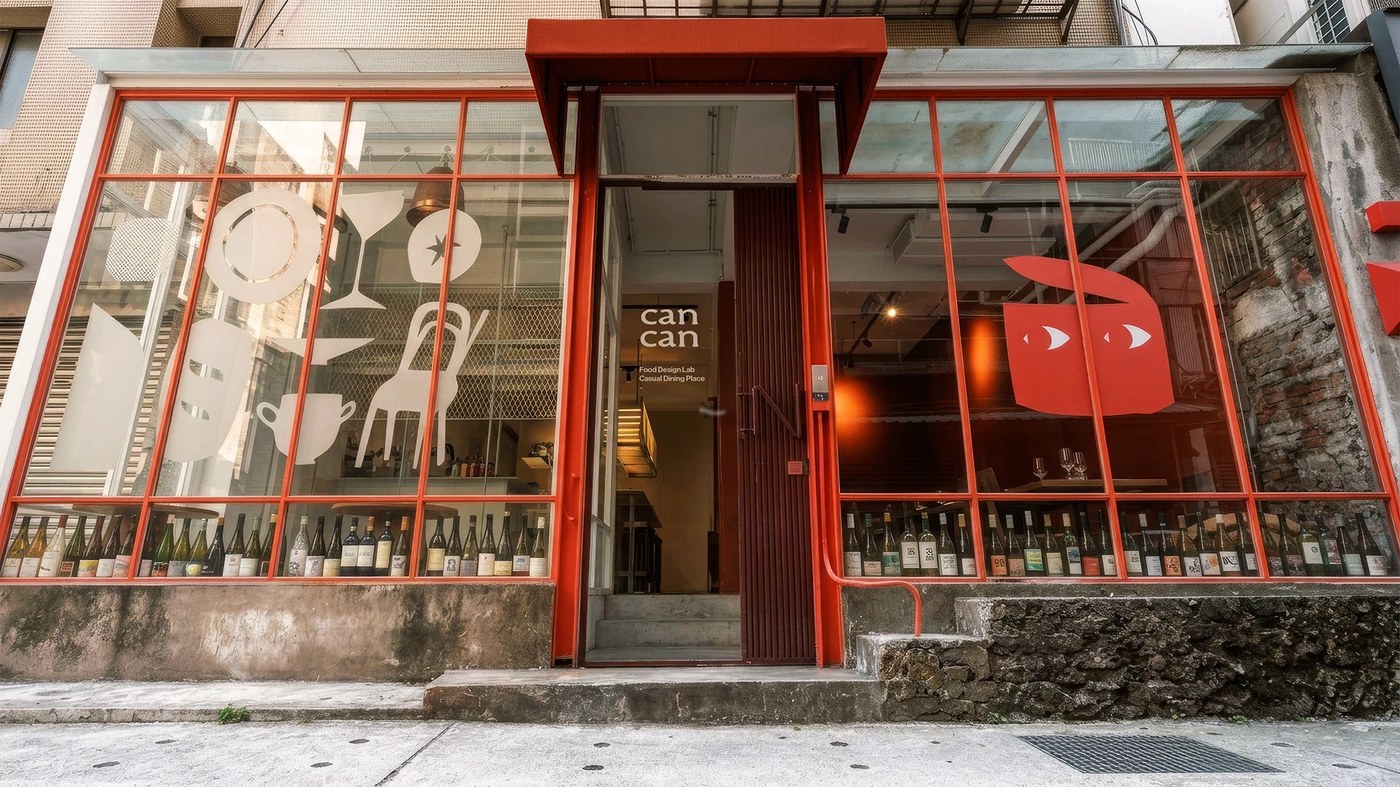 cancan food design studio brand identity restaurant exterior signage