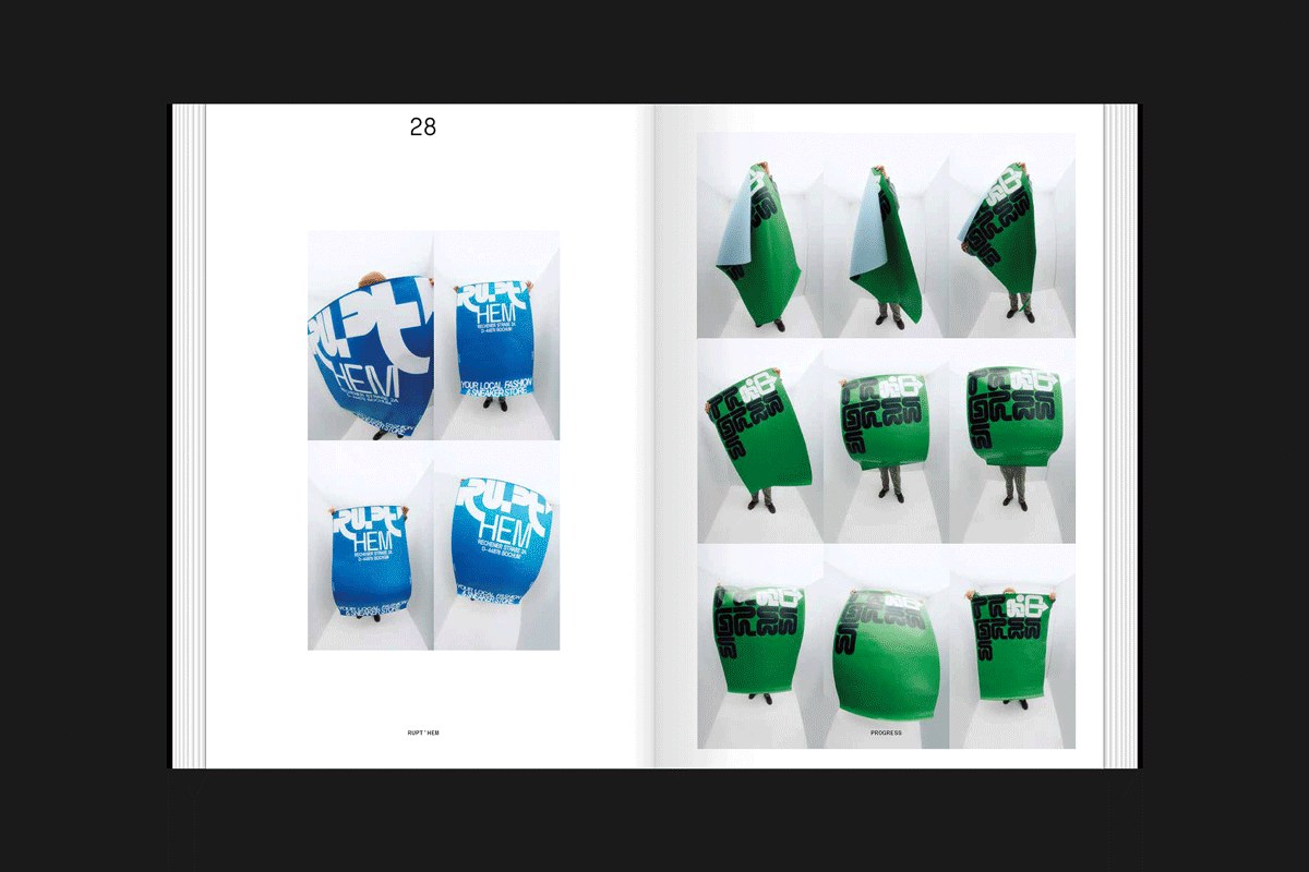 poster book design spread with condensed sans and gothic block type by Cihan Tamti
