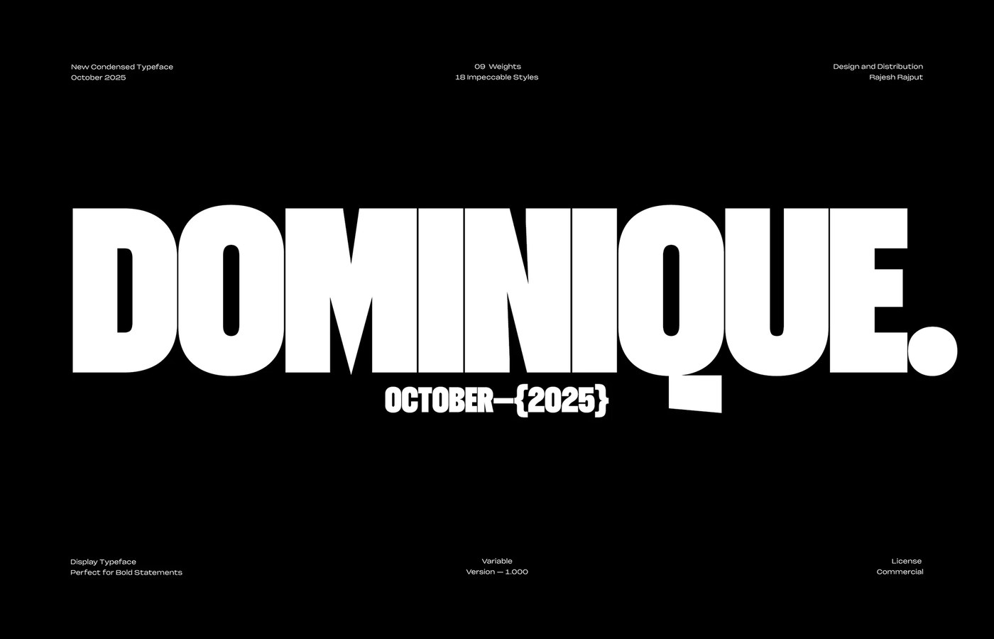 Dominique Typeface 18 Specimen — display typeface variable font by Rajesh Rajput