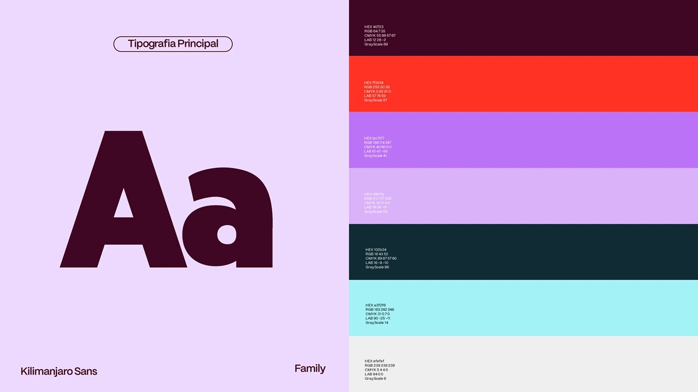 Entrelinhas brand identity design brand manual printed on purple stock with sticker badges