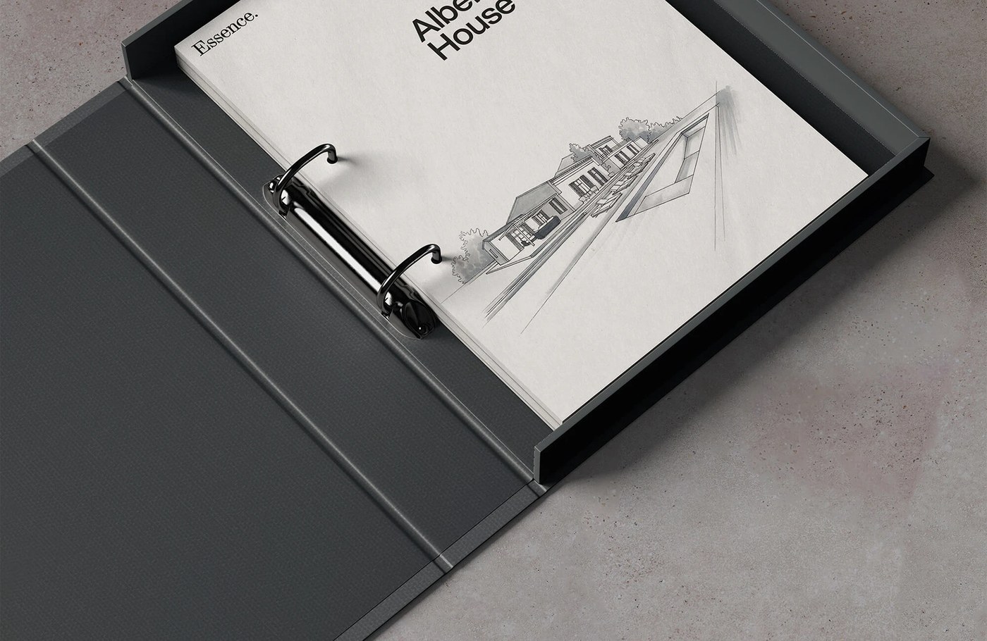 Essence visual identity system office binder documentation details