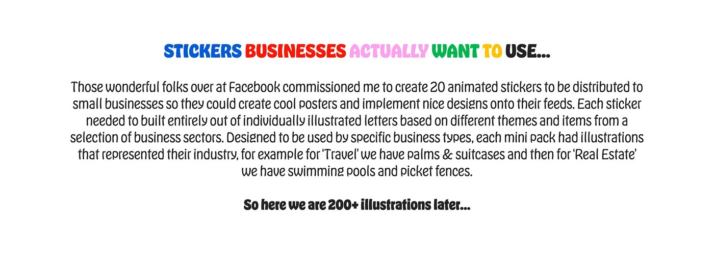Kinetic typography animated stickers illustration details