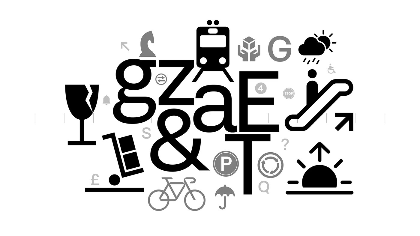 FH Premier grotesque font family hero — black letterforms and transit glyphs by Fatih Hardal