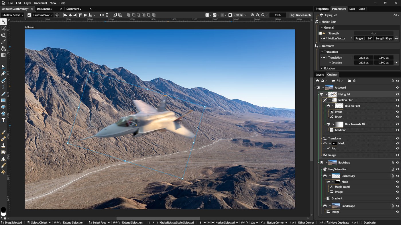 Graphite open source vector editor UI viewport mockup