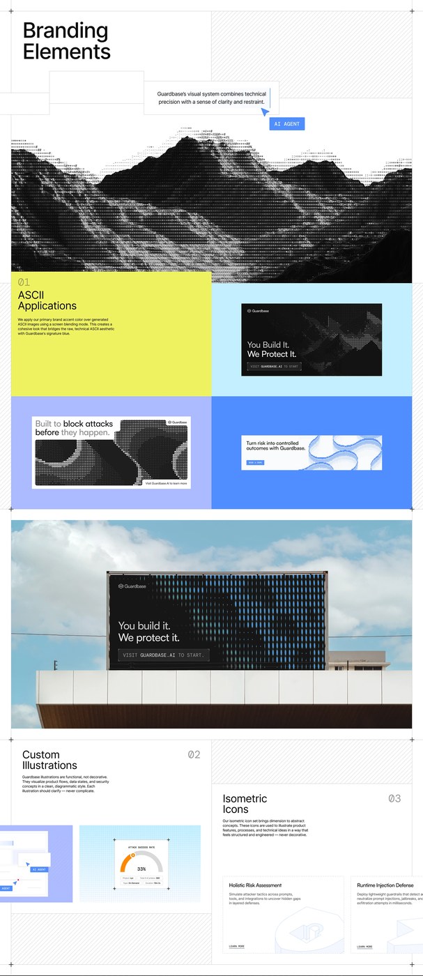 Guardbase AI security startup web design — homepage desktop and mobile mockups