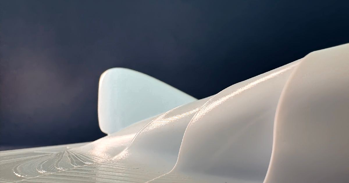 Heydar Aliyev Center close up of the flowing roof structure 3D print — graphic design by Adrian Martinez