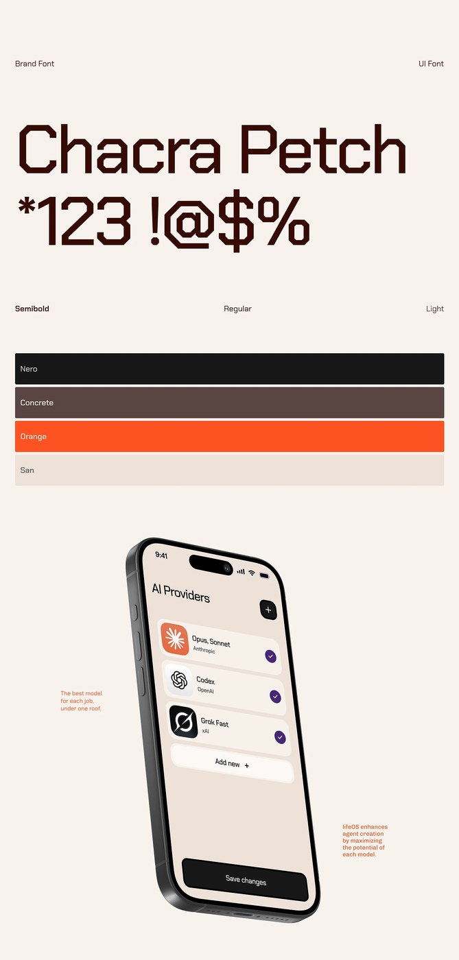 lifeOS app design workflow builder node-link diagram rounded connector paths