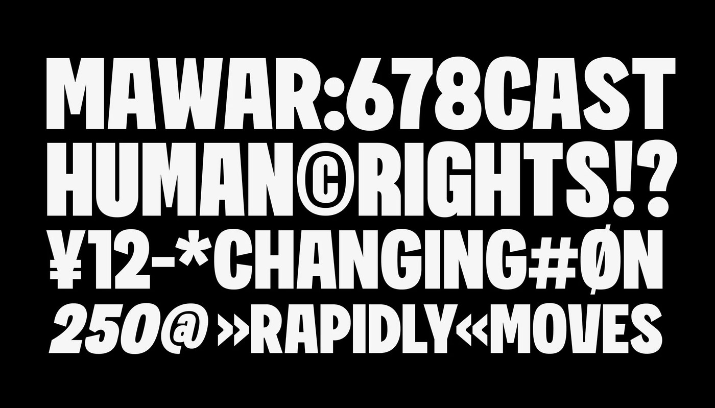 bold condensed display typeface Overzero screen layout demonstration