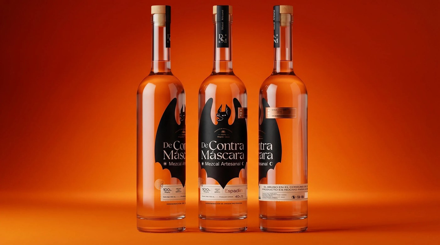 Packaging Mezcal DeContra hero shot — AI design by Nani Astúa