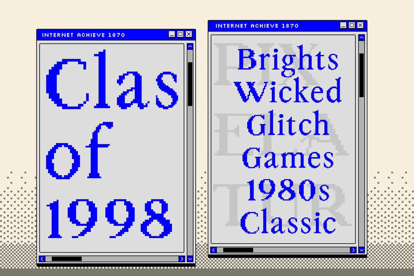 Pixelatura pixel font display typeface blue and white headline banner with 8-bit heart
