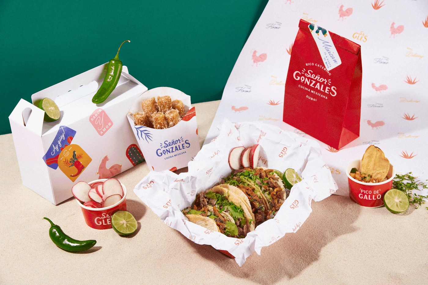 Animated custom lettering for a mexican restaurant branding visual identity.