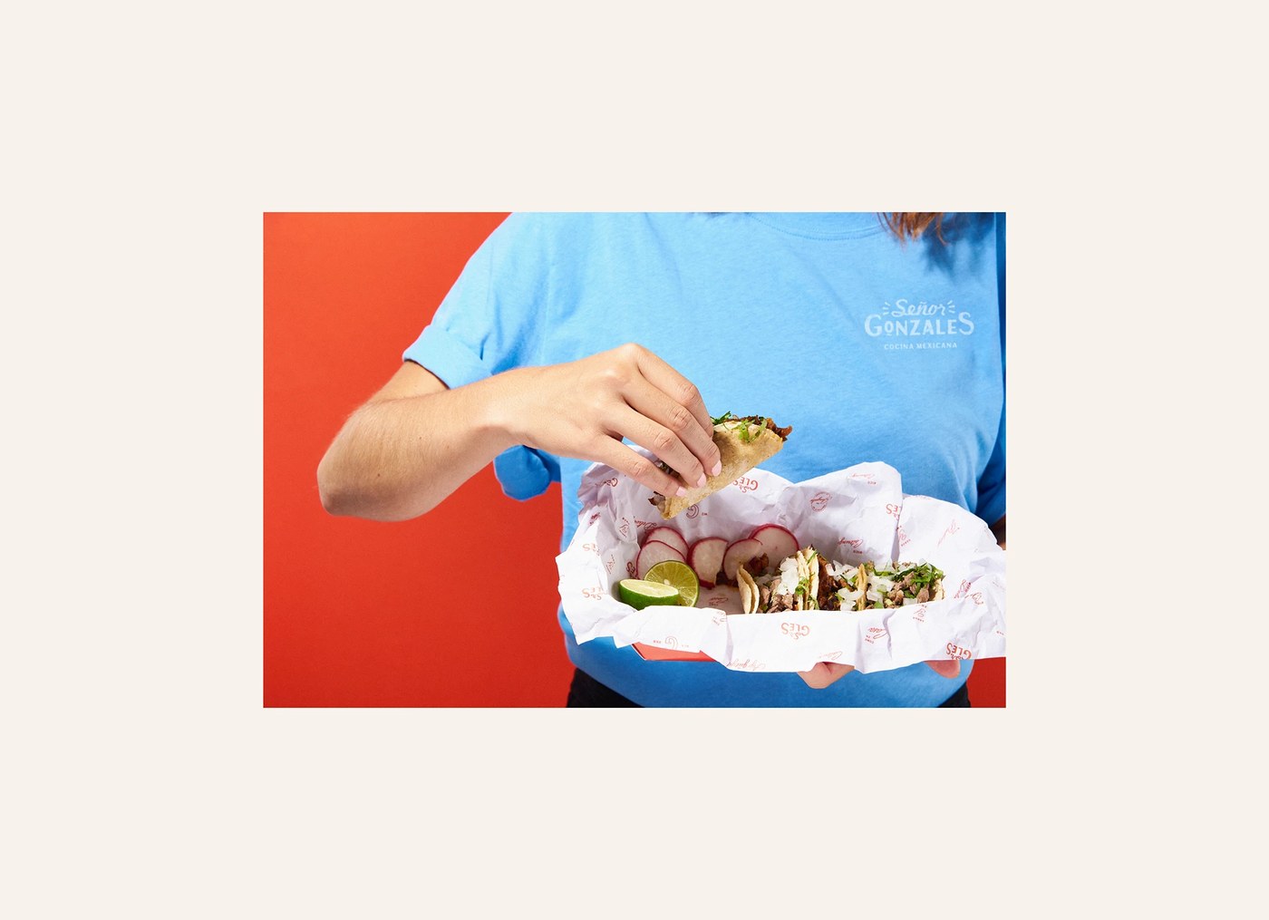 Graphic assets and stationary matching a mexican restaurant branding visual identity.