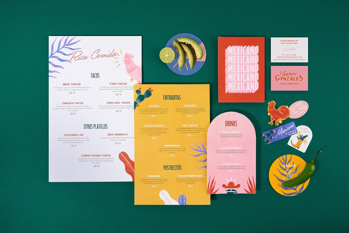 Interior environment branding for a mexican restaurant branding visual identity.