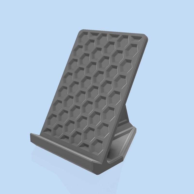 3D printed stand gray render showcasing honeycomb design