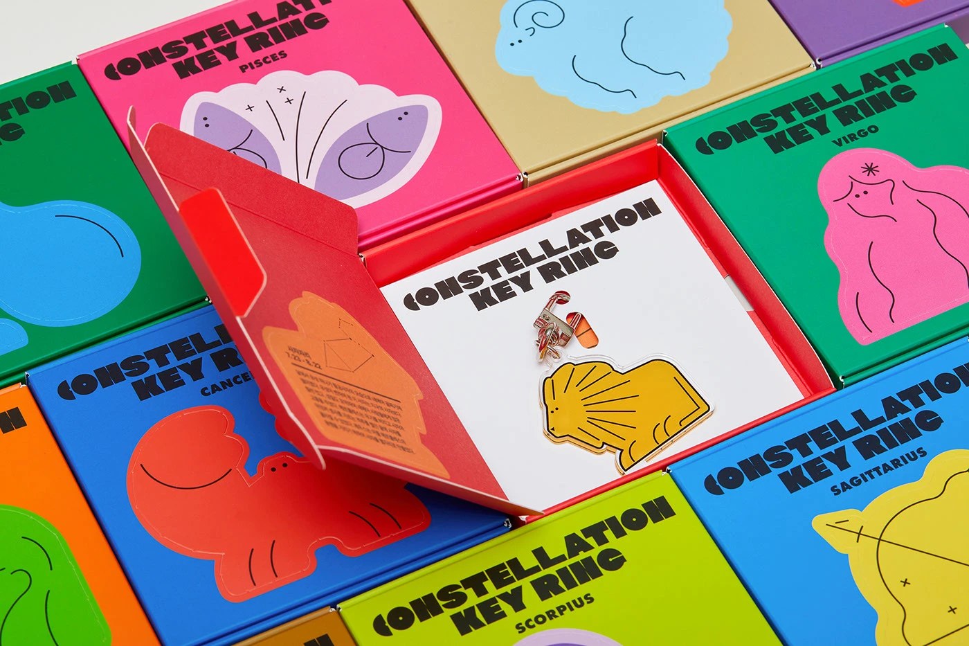 MAUM STUDIO constellation packaging — Cancer dieline in electric blue with cartoon crab