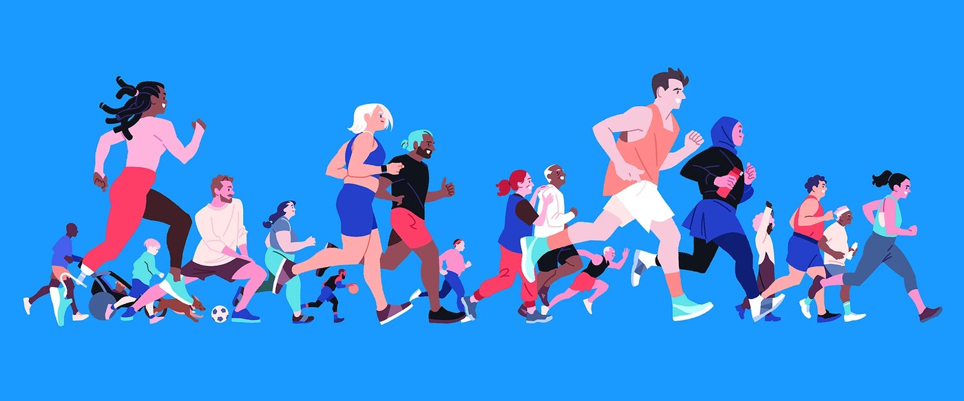 editorial illustration digital commercial 2025 — TÜV SÜD runners by Sua Balac