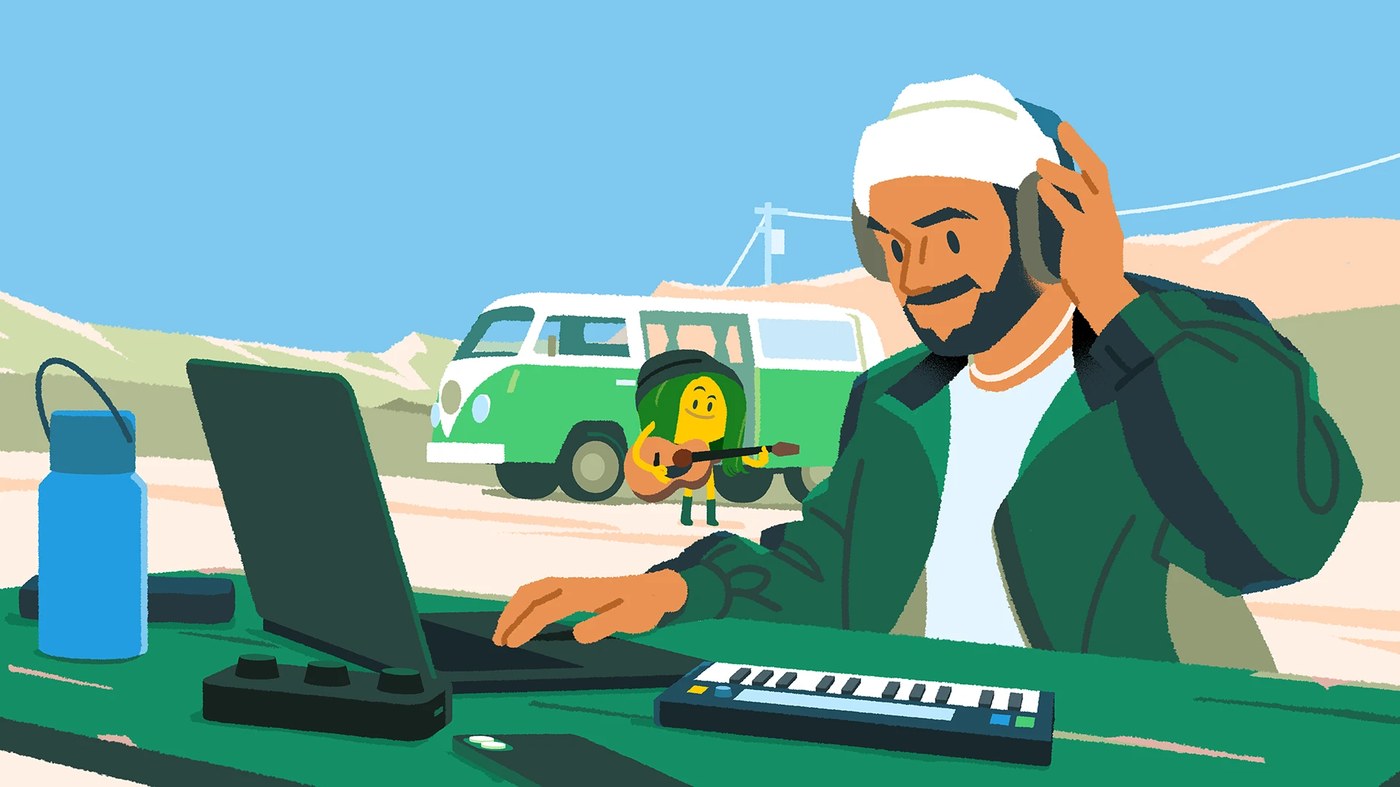 editorial illustration digital commercial 2025 — Cricket Wireless road-trip scene by Sua Balac