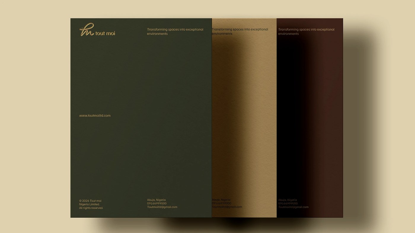 real estate brand identity letterhead system in three colorways olive muted gold earth brown