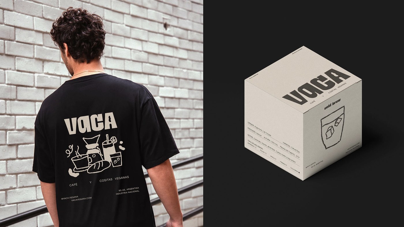 VACA Branding application detail — display typography design by Micaela Gushiken