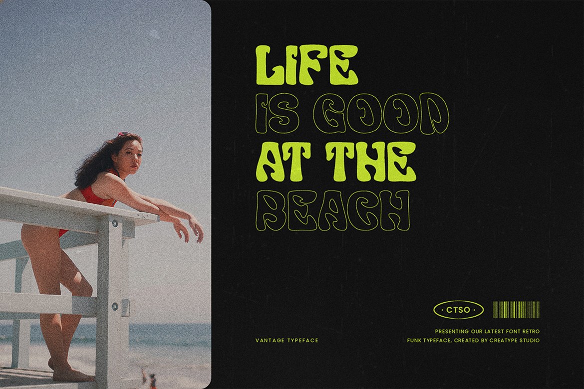 Creative vintage poster layout designed with the Vantage free font.