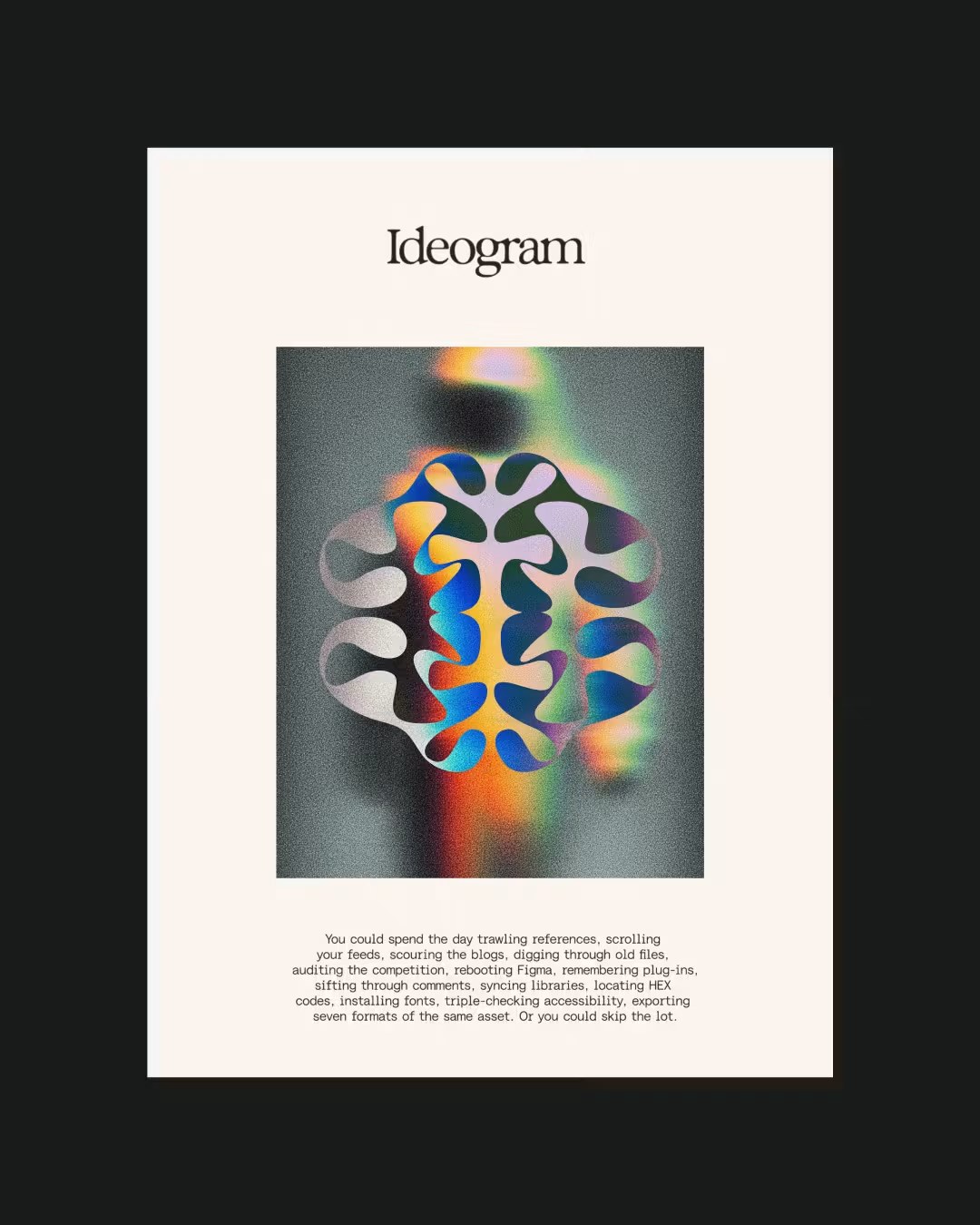 Ideogram brand identity system flat lay — navy logomark on off-white