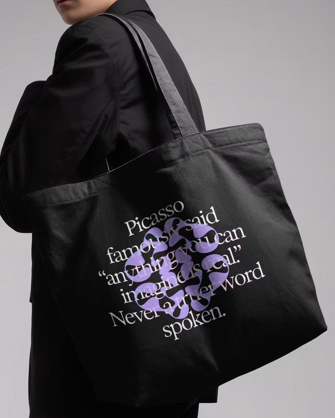 Ideogram brand identity system tote bag merchandise application