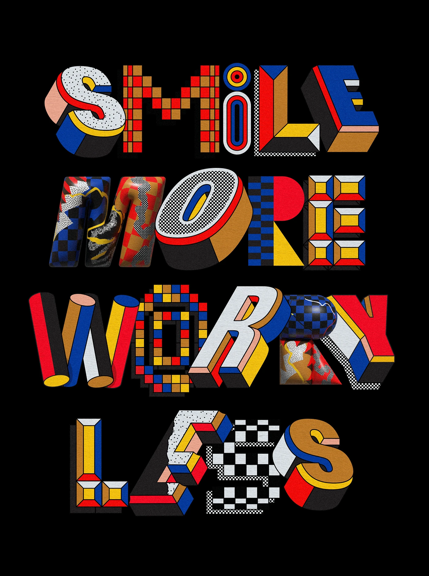 Textured typography with halftone patterns and grid system by Andrew Footit